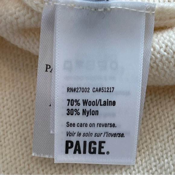 Paige Raundi Wool Blend Knit Cold Shoulder  Turtleneck Sweater Ivory Size Large - Picture 7 of 10